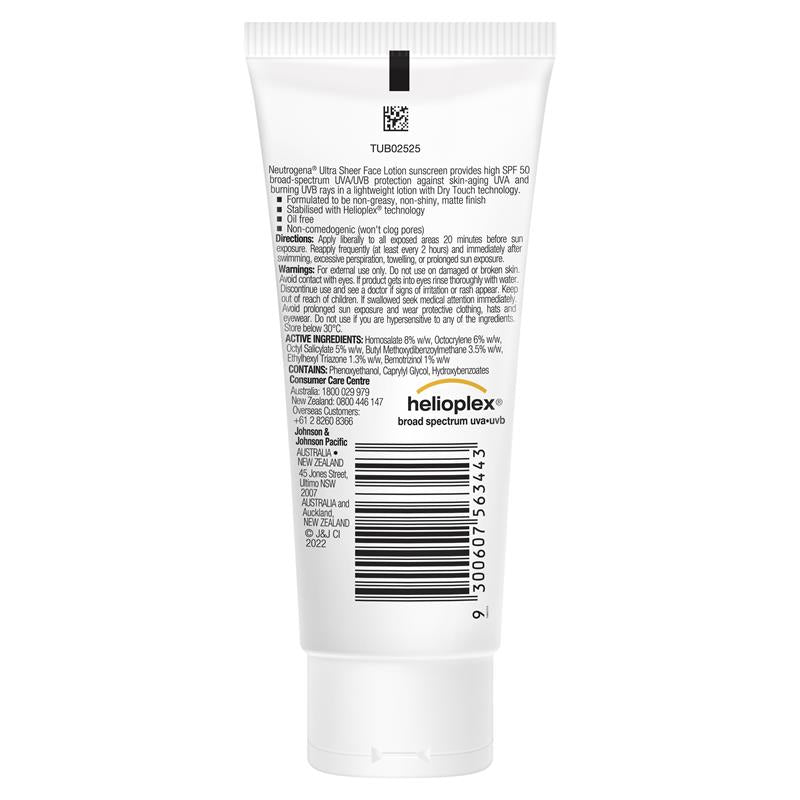 Neutrogena Ultra Sheer Face Lotion Sunscreen SPF 50 88ml