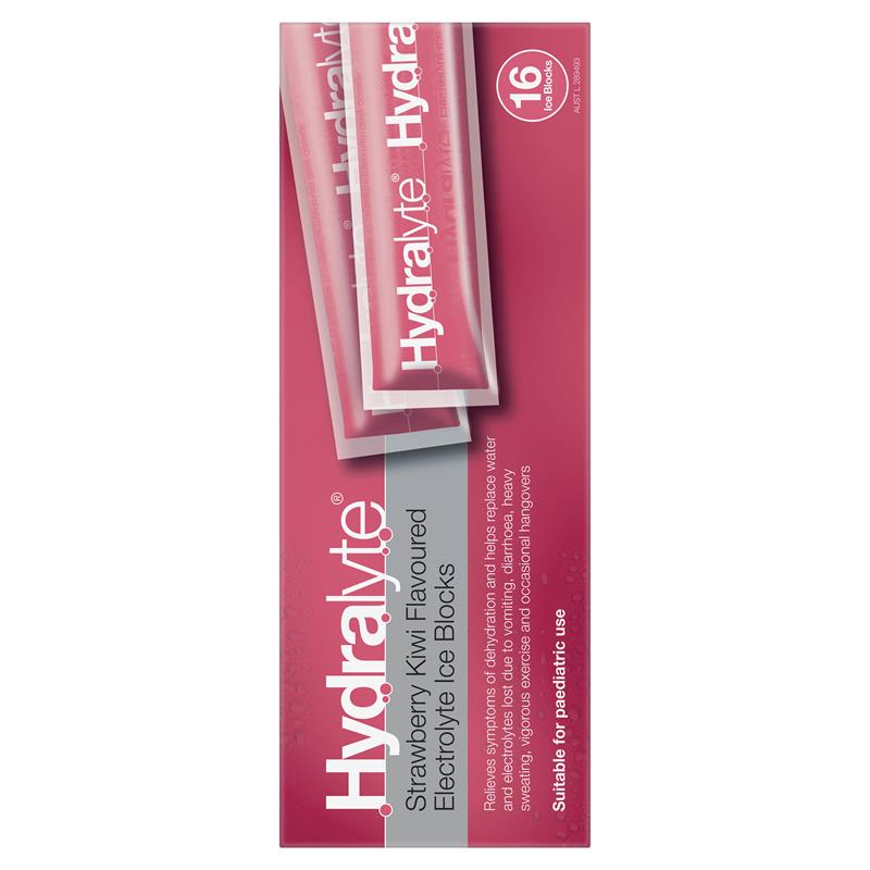Hydralyte Electrolyte Ice Blocks Strawberry Kiwi 16