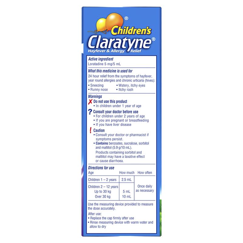 Children's Claratyne Allergy & Hayfever Relief Syrup For Kids Grape Flavour 120mL