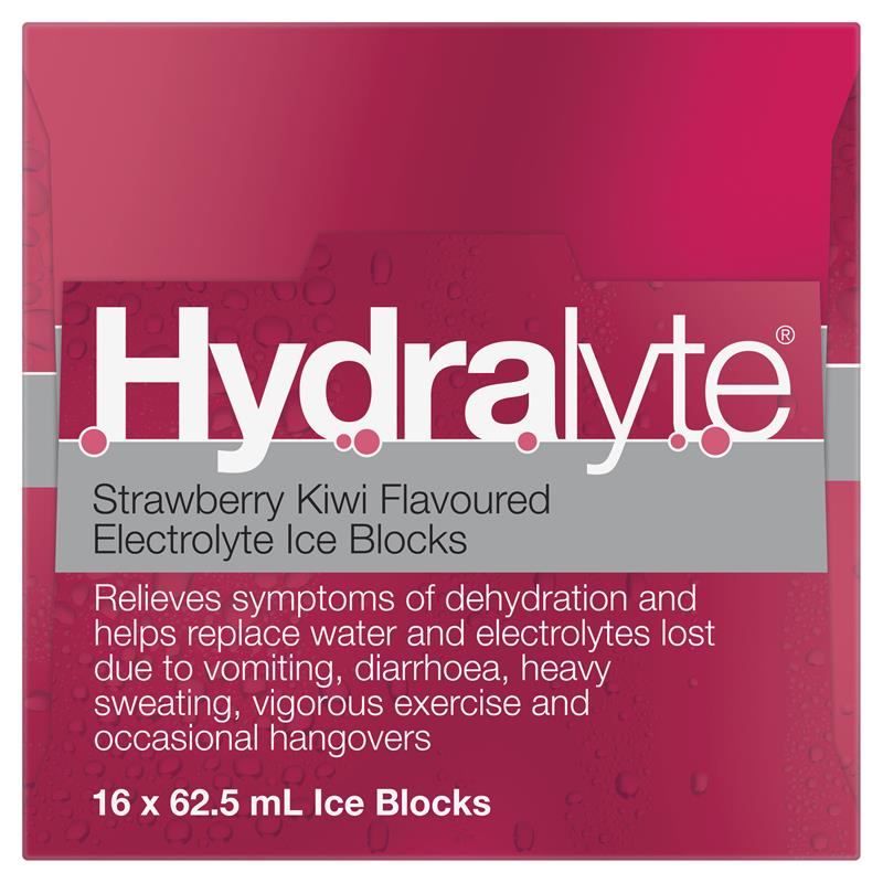 Hydralyte Electrolyte Ice Blocks Strawberry Kiwi 16