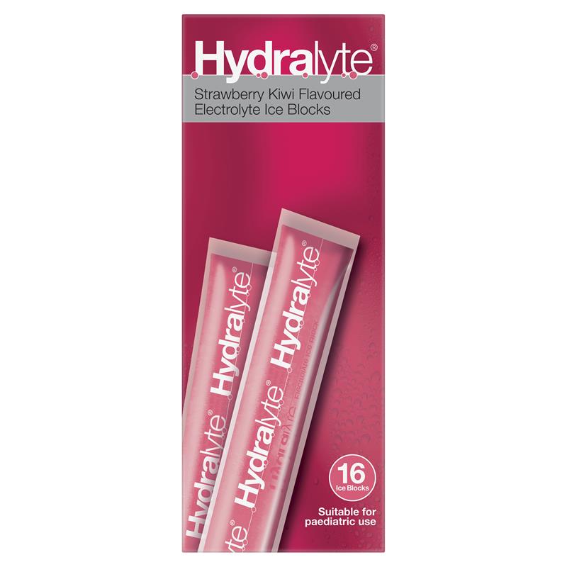 Hydralyte Electrolyte Ice Blocks Strawberry Kiwi 16