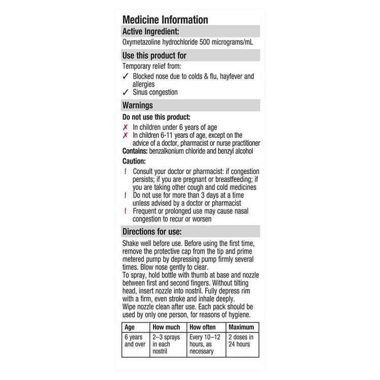 Drixine 12 Hour Relief No Drip Moisturising Nasal Spray 15mL