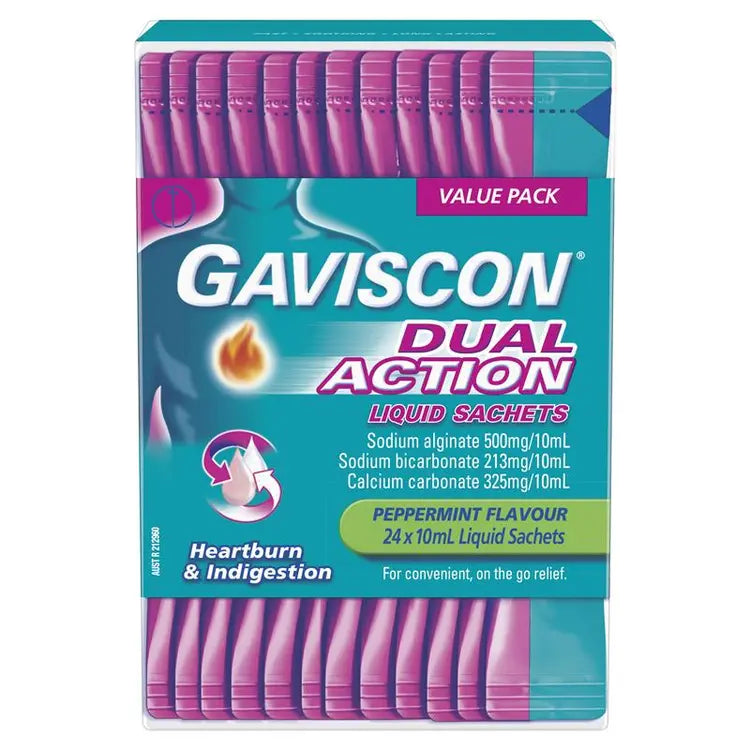 Gaviscon Dual Action Liquid Sachets Peppermint 24 Pack