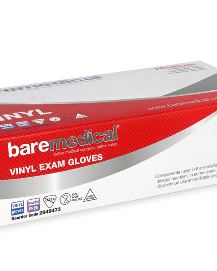 Baremedical Vinyl Exam Glove - Medium Powder-Free - 100 Pack