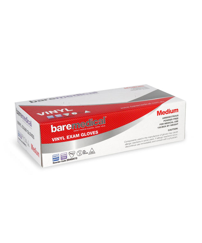 Baremedical Vinyl Exam Glove - Medium Powder-Free - 100 Pack
