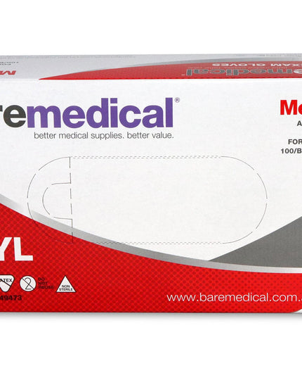 Baremedical Vinyl Exam Glove - Medium Powder-Free - 100 Pack