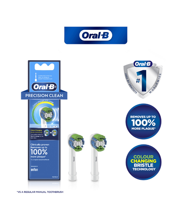 Oral-B Precision Clean Electric Toothbrush Refills 2 Pack