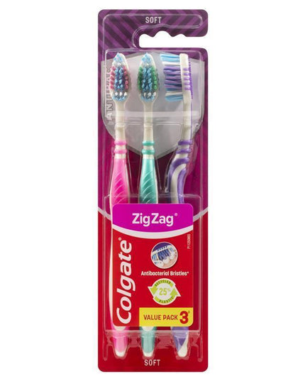 Colgate Zig Zag Deep Interdental Clean Toothbrush Flex Soft Value 3 Pack