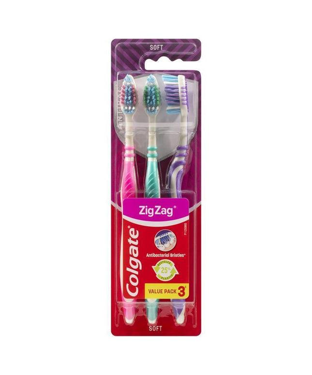 Colgate Zig Zag Deep Interdental Clean Toothbrush Flex Soft Value 3 Pack