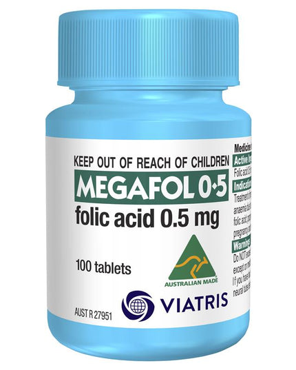 Megafol 0.5mg Folic Acid Tablets 100