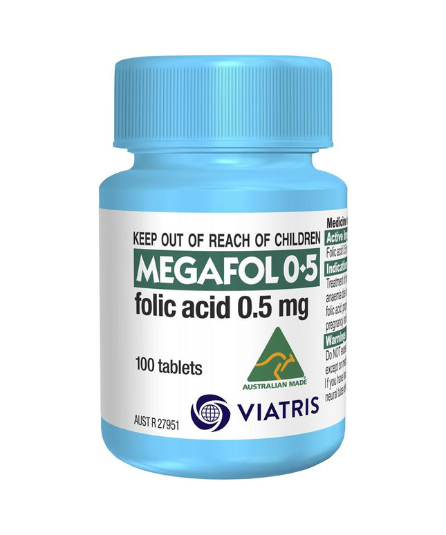 Megafol 0.5mg Folic Acid Tablets 100