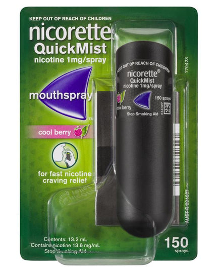 Nicorette Quit Smoking QuickMist Mouth Spray Cool Berry 150 Sprays (13.2mL x 1)
