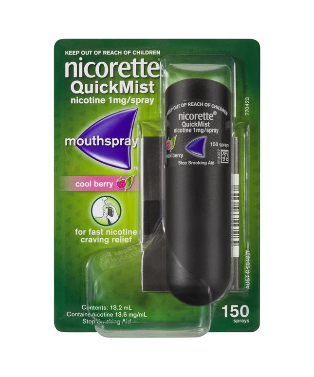 Nicorette Quit Smoking QuickMist Mouth Spray Cool Berry 150 Sprays (13.2mL x 1)