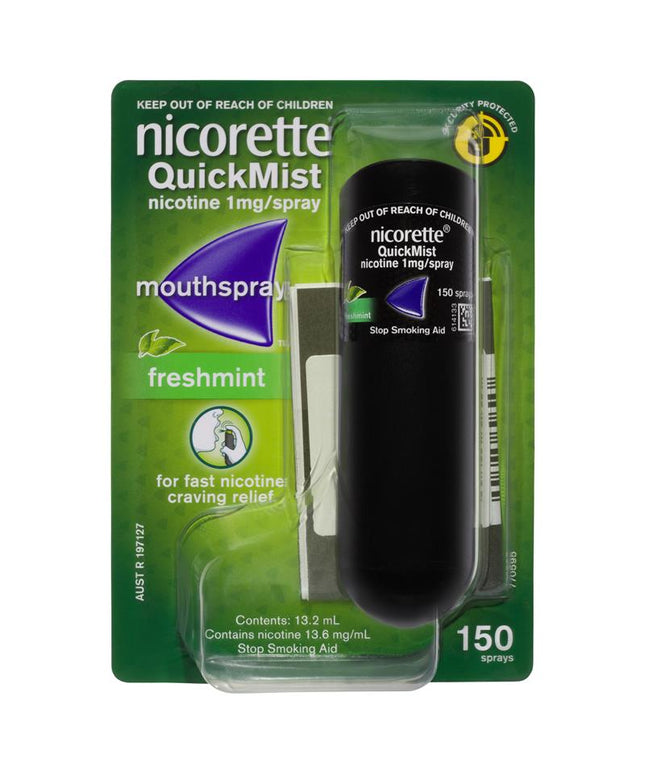 Nicorette Quit Smoking QuickMist Nicotine Mouth Spray Freshmint 150 Pack