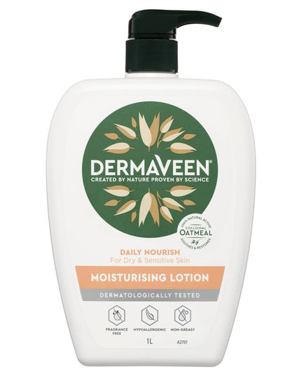 DermaVeen Daily Nourish Moisturising Lotion for Dry & Sensitive Skin 1L