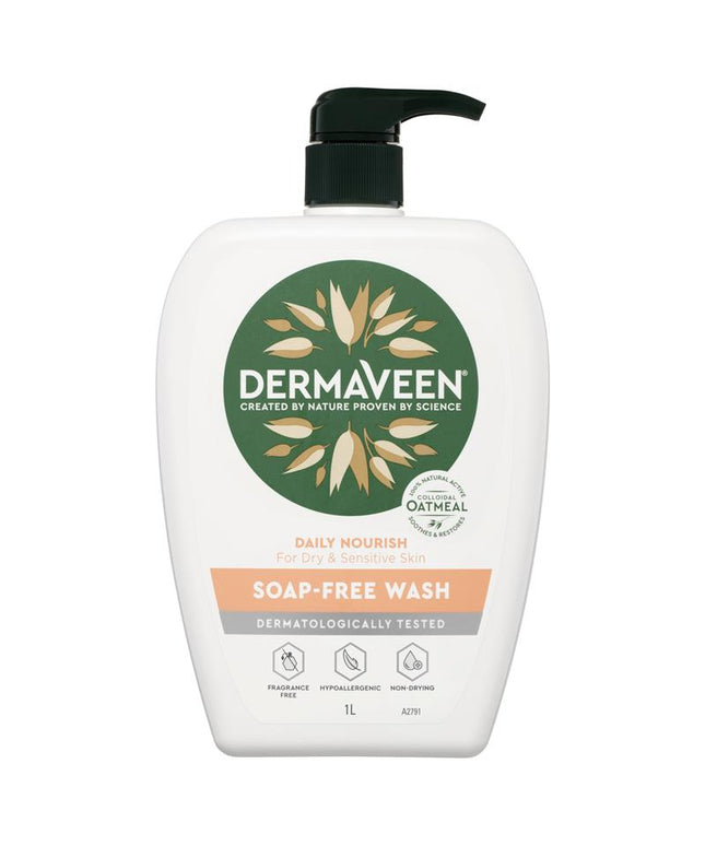 DermaVeen Daily Nourish Soap-Free Wash for Dry & Sensitive Skin 1L