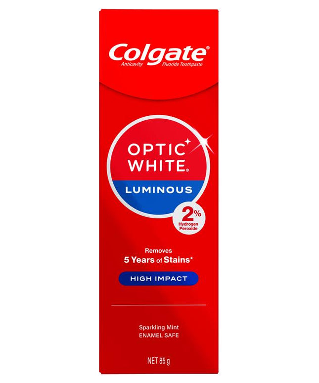 Colgate Toothpaste Optic White Luminous High Impact Teeth Whitening 85g