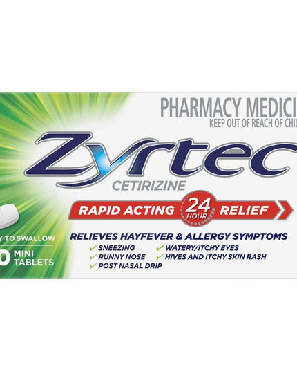 Zyrtec Rapid Acting Antihistamine Allergy & Hayfever Mini Tablets 30 Pack
