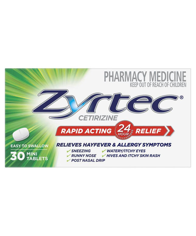 Zyrtec Rapid Acting Antihistamine Allergy & Hayfever Mini Tablets 30 Pack