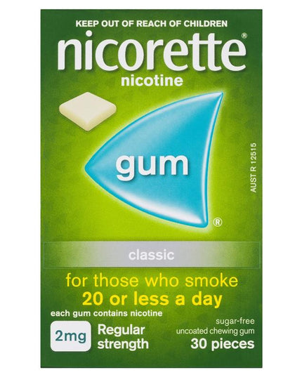 Nicorette Quit Smoking Regular Strength Nicotine Gum Classic 30 Pack