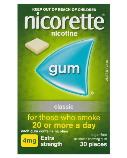 Nicorette Quit Smoking Extra Strength Nicotine Gum Classic 30 Pack