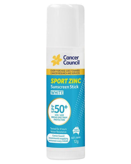 Cancer Council SPF 50+ Sport Zinc Stick White 12g