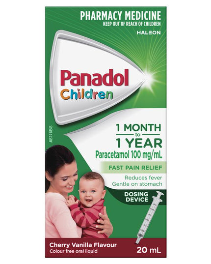 Panadol Children 1 Month – 1 Year Baby Drops with Dosing Device, Fever and Pain Relief, 20mL