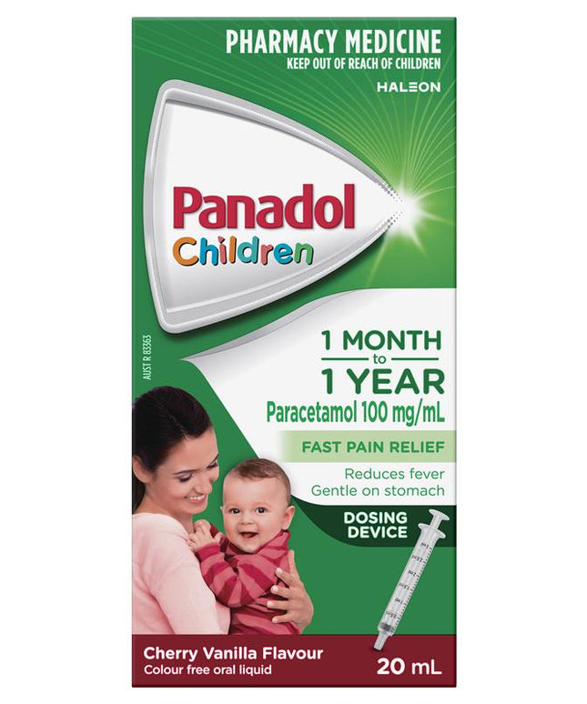 Panadol Children 1 Month – 1 Year Baby Drops with Dosing Device, Fever and Pain Relief, 20mL