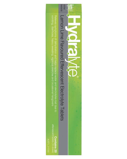 Hydralyte Effervescent Lemon Lime Electolyte Tablets 20 Pack