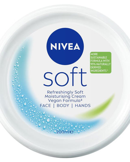NIVEA Soft Moisturiser Cream Face Body Hands 200ml