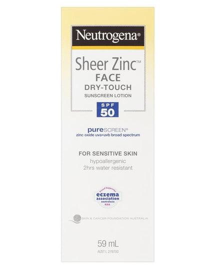 Neutrogena Sheer Zinc Face Dry-Touch Sunscreen Lotion SPF50 59mL