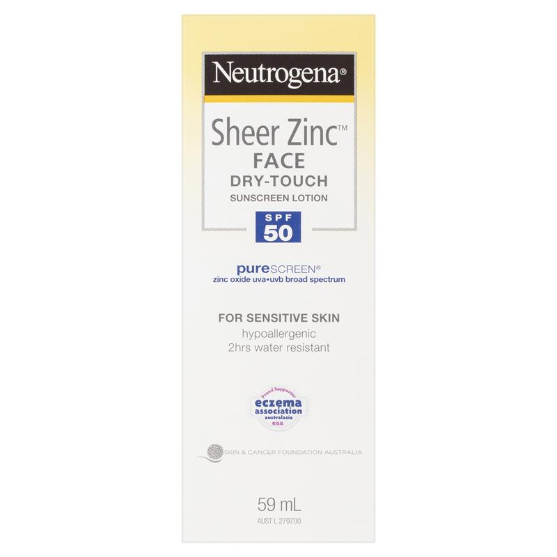Neutrogena Sheer Zinc Face Dry-Touch Sunscreen Lotion SPF50 59mL