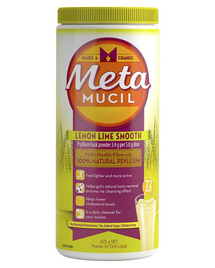 Metamucil Fibre Supplement Smooth Texture Lemon-Lime Flavour 72 doses 425g
