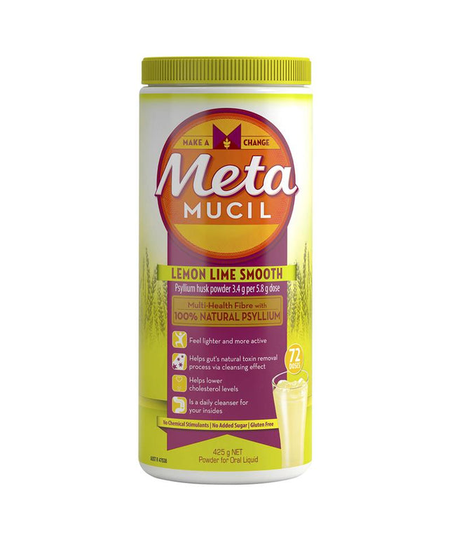 Metamucil Fibre Supplement Smooth Texture Lemon-Lime Flavour 72 doses 425g