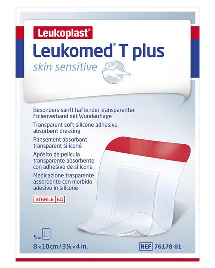 Leukomed T Plus Skin Sensitive Transparent 8cm x 10cm 5 Pack