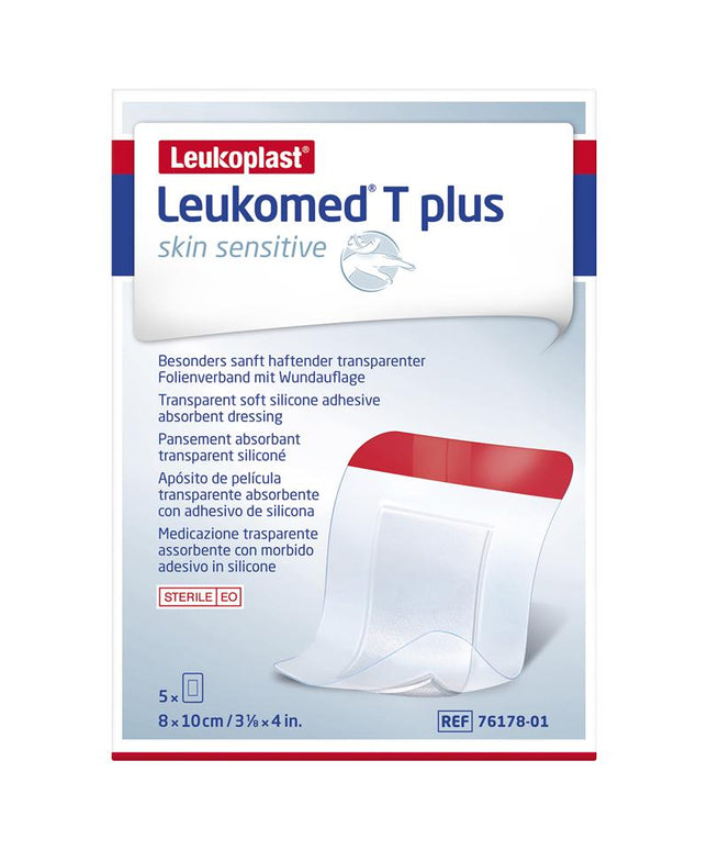 Leukomed T Plus Skin Sensitive Transparent 8cm x 10cm 5 Pack