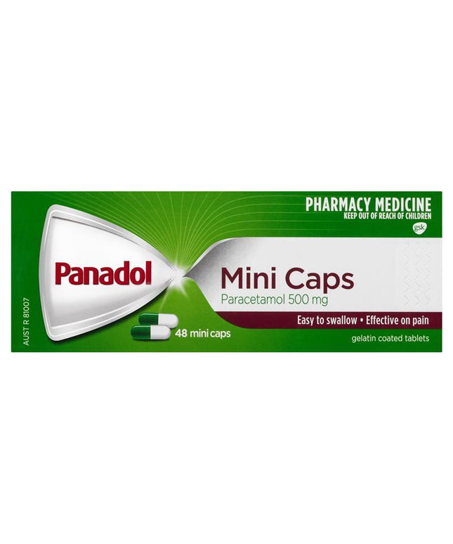 Panadol Mini Caps for Pain Relief Paracetamol 500mg 48