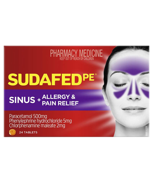 Sudafed PE Sinus + Allergy & Pain Relief Tablets 24 Pack