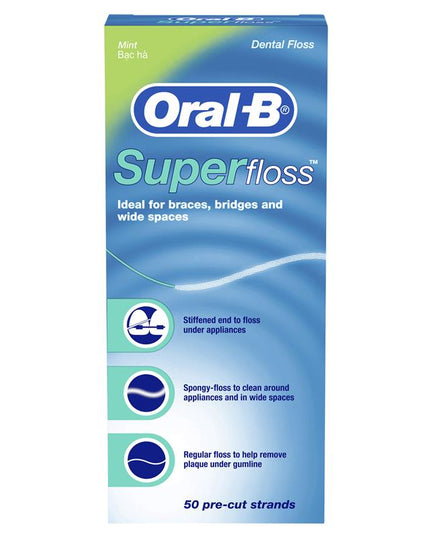 Oral B Superfloss Dental Floss Pre-Cut Strands 50 pack