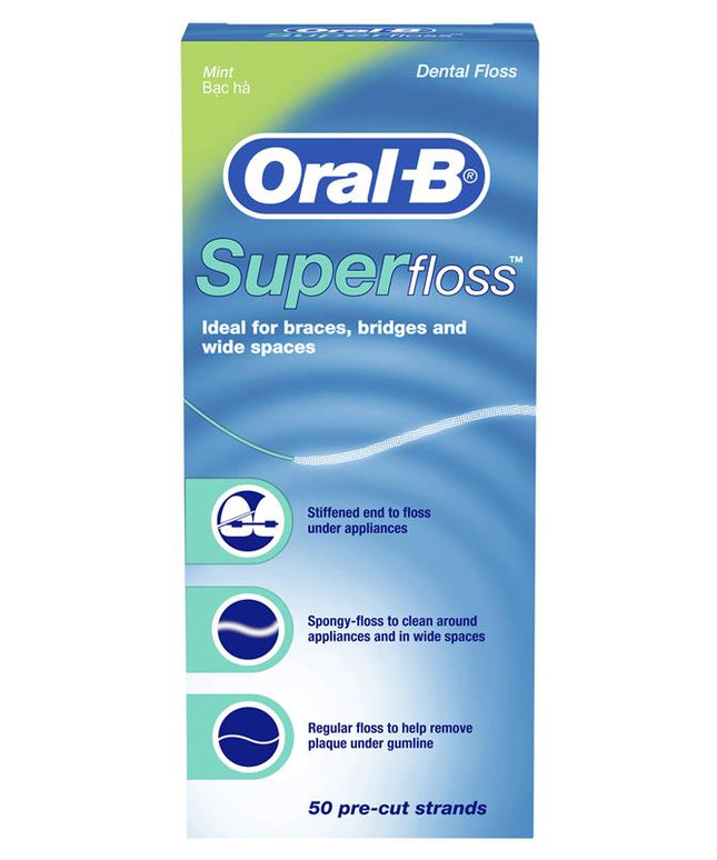 Oral B Superfloss Dental Floss Pre-Cut Strands 50 pack
