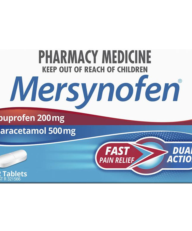 Mersynofen Pain Relief Tablets with Paracetamol + Ibuprofen 12 Pack