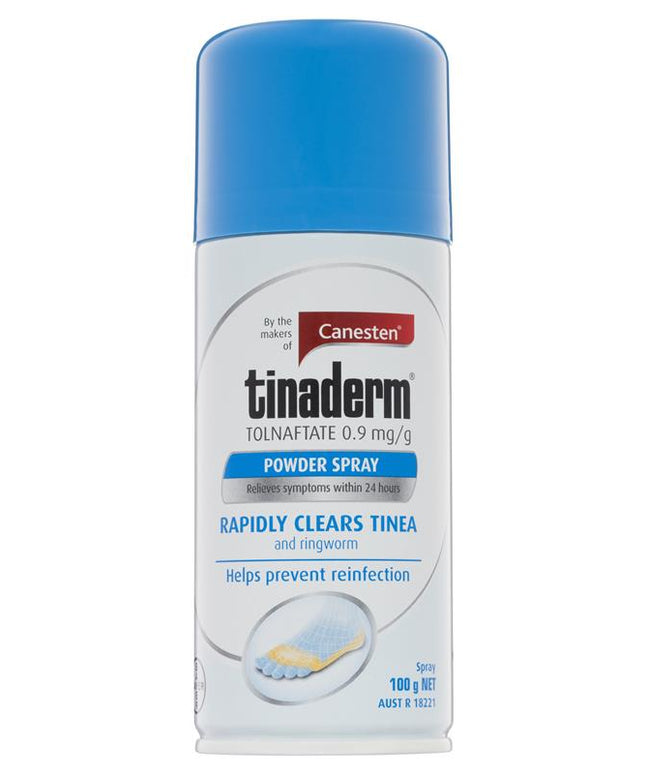 Canesten Tinaderm Tolnaftate Tinea and Ringworm Powder Spray 100g