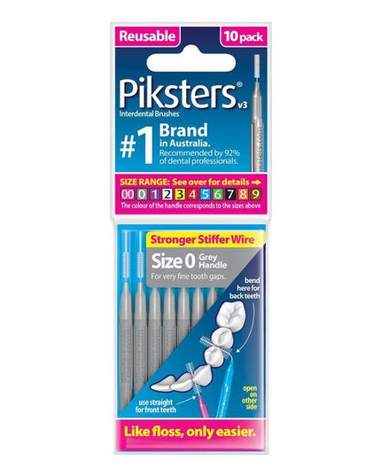 Piksters Interdental Brushes Size 0 Grey 10 Pack