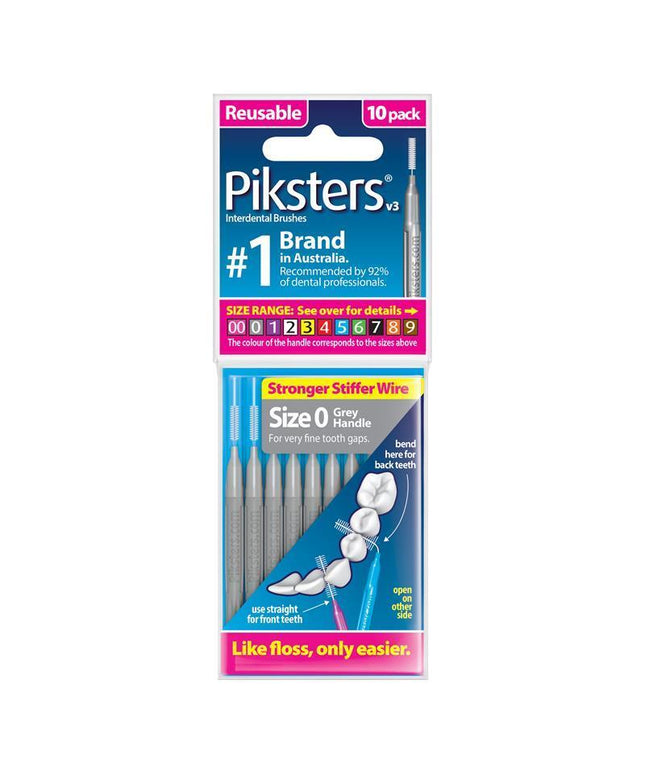 Piksters Interdental Brushes Size 0 Grey 10 Pack