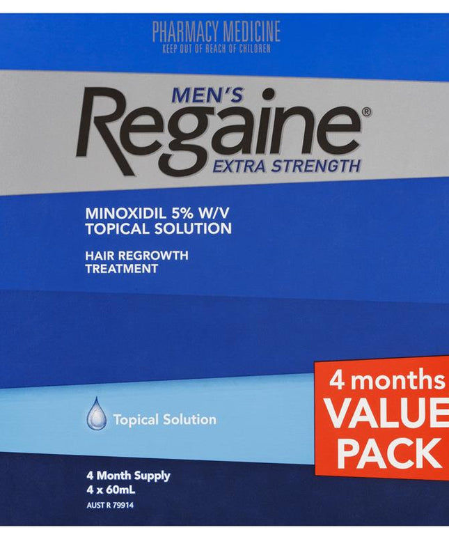 Regaine Men's Extra Strength Minoxidil Hair Regrowth Treatment 4 x 60mL