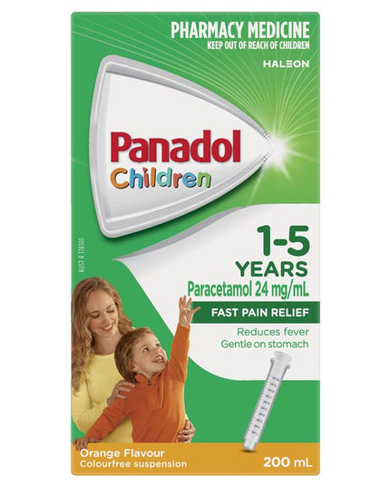 Panadol Children 1-5 Years Suspension Fever & Pain Relief Orange Flavour 200mL