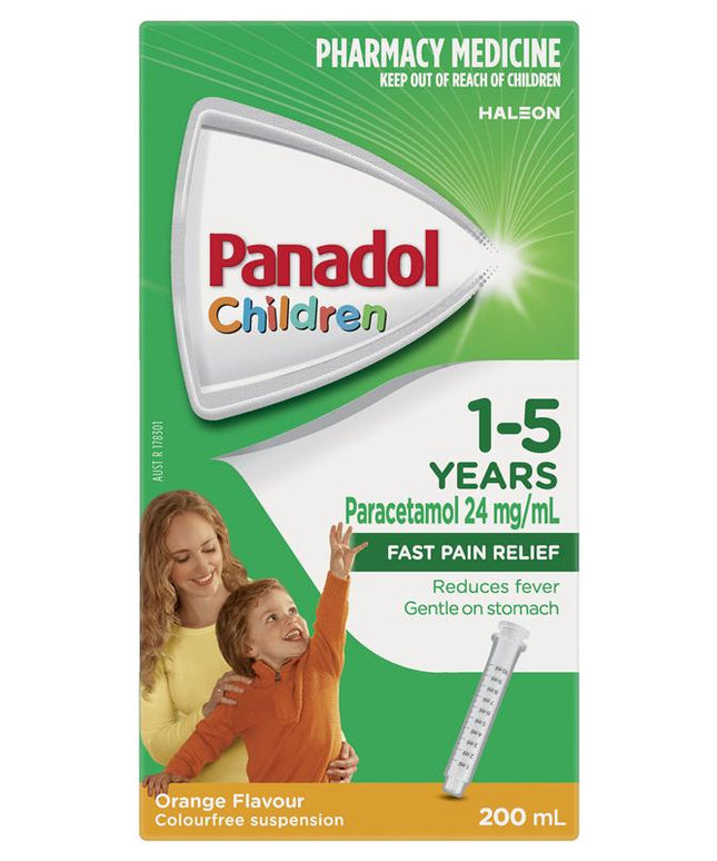 Panadol Children 1-5 Years Suspension Fever & Pain Relief Orange Flavour 200mL