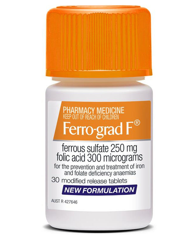 Ferro-Grad F Iron & Folic Acid 30 Tablets NEW