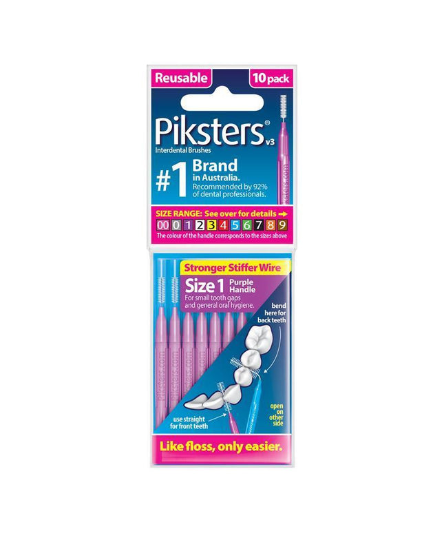 Piksters Interdental Brushes Size 1 Purple 10 Pack