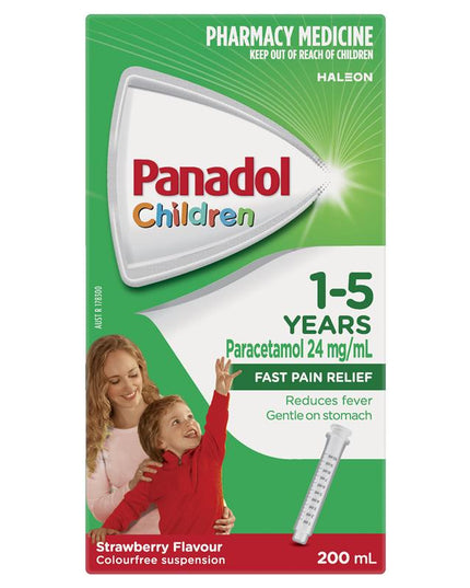 Panadol Children 1-5 Years Suspension Fever & Pain Relief Strawberry Flavour 200mL